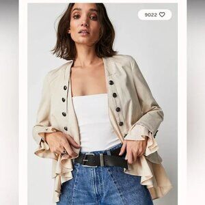 Free People Ruffles Romance Military Jacket M